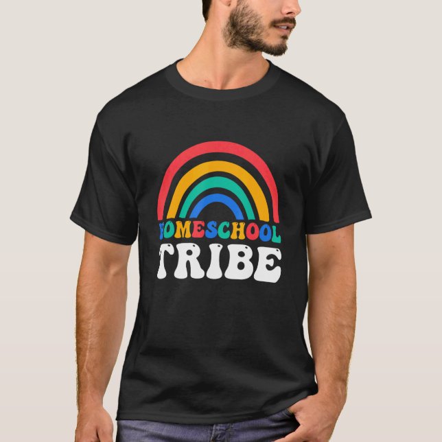 Camiseta First Day Of School Rainbow Homeschool Tribe Teach (Frente)