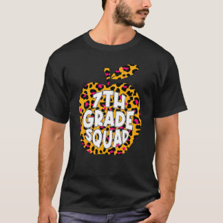 Camiseta First Day School 7th Grade Squad Leopard Back Scho