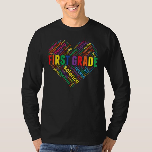 Camiseta First Grade 1st Grade Teacher Student Heart Back t (Frente)