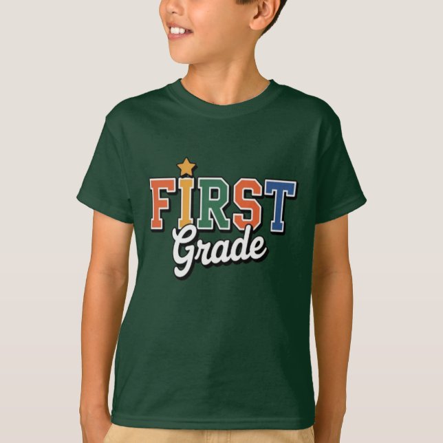 Camiseta First Grade  – Colorful Back to School Design (Frente)