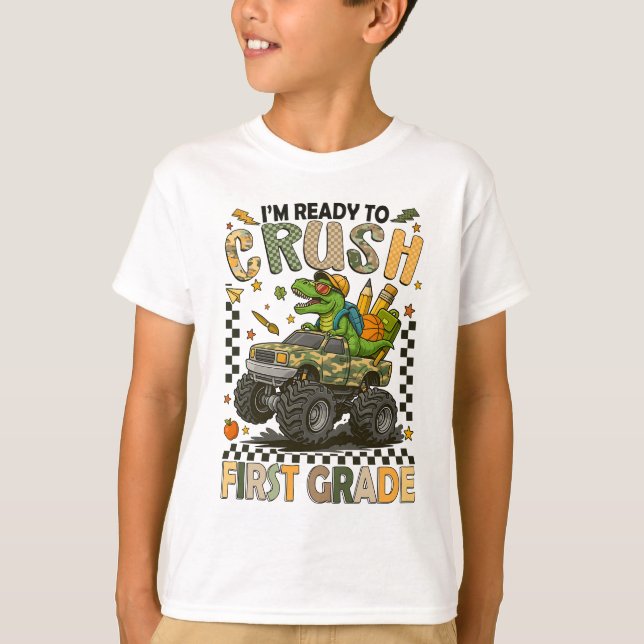 Camiseta First Grade Crusher: Monster Truck Confidence (Frente)