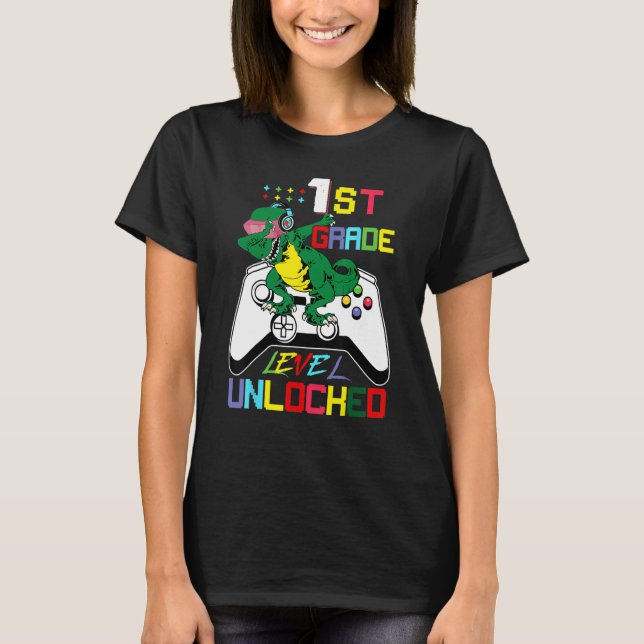 Camiseta First Grade Dinosaur Dabbing Video Game Back To Sc (Frente)