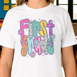 Camiseta First Grade First Day of School Coquette Girly 