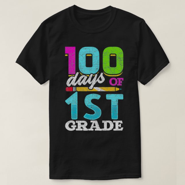 Camiseta First Grade Student 100th Day Gift 100 Days Of Sch (Frente do Design)