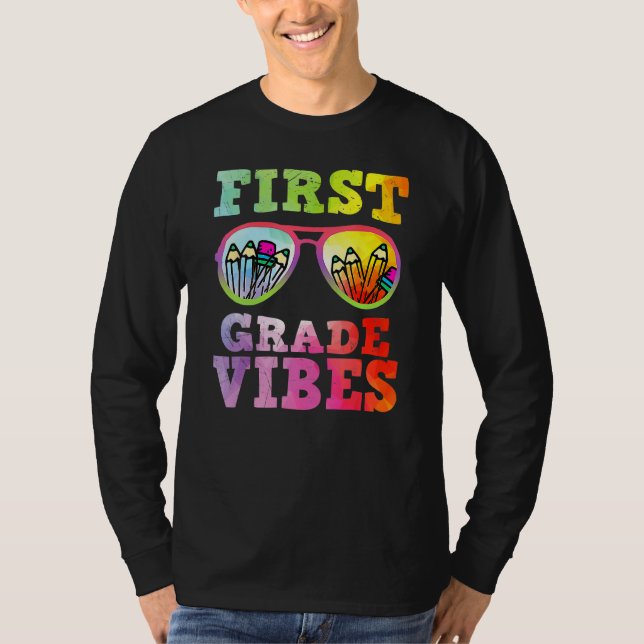 Camiseta First Grade Vibes Gradient Sunglasses Back To Scho (Frente)