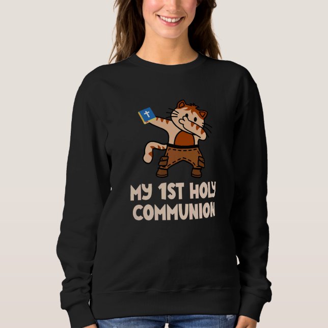 Camiseta First Holy Communion Dabbing Cat Kitty Christian C (Frente)