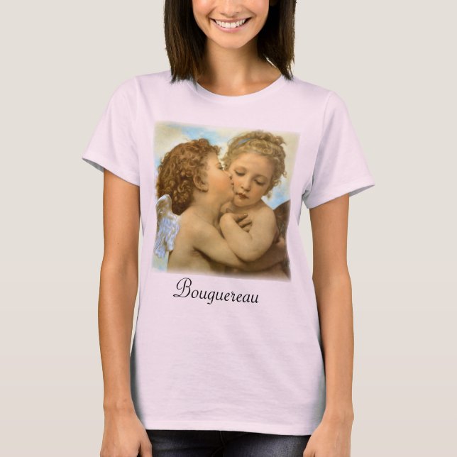 Camiseta First Kiss (detalhe de anjo), de Bouguereau (Frente)