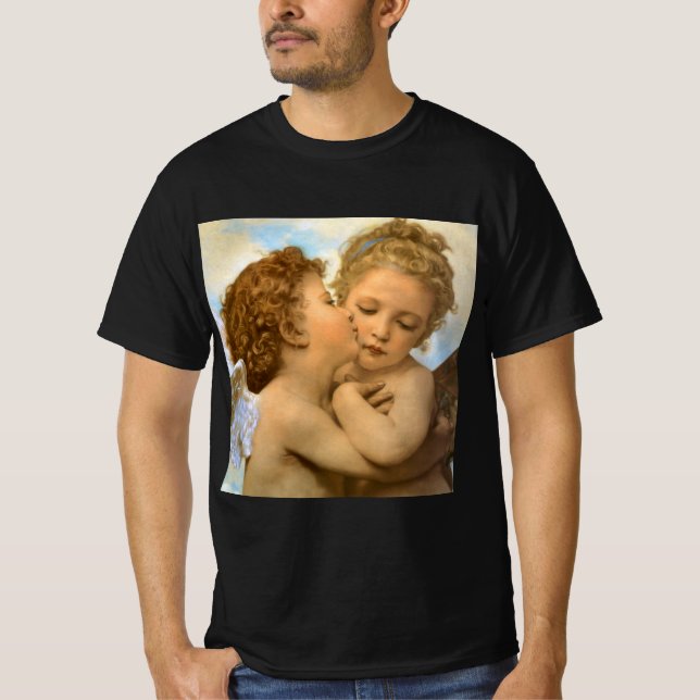 Camiseta First Kiss (detalhe de anjo), de Bouguereau (Frente)