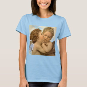 Camiseta First Kiss (detalhe de anjo), de Bouguereau