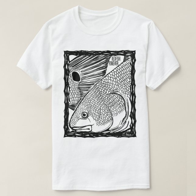 Camiseta Fish Forever EYES : REDFISH (Frente do Design)