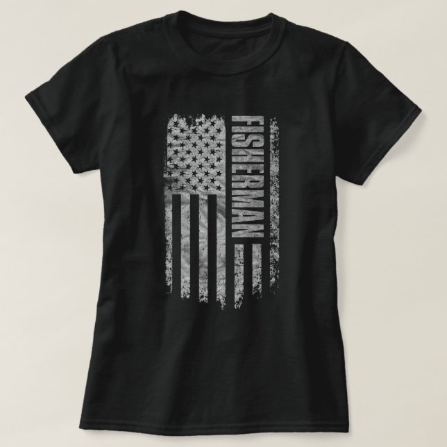 Camiseta Fisherman USA Flag Distressed design (Frente do Design)