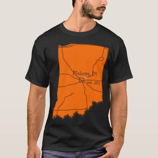 Camiseta Fishers, IN [Laranja] (Frente)