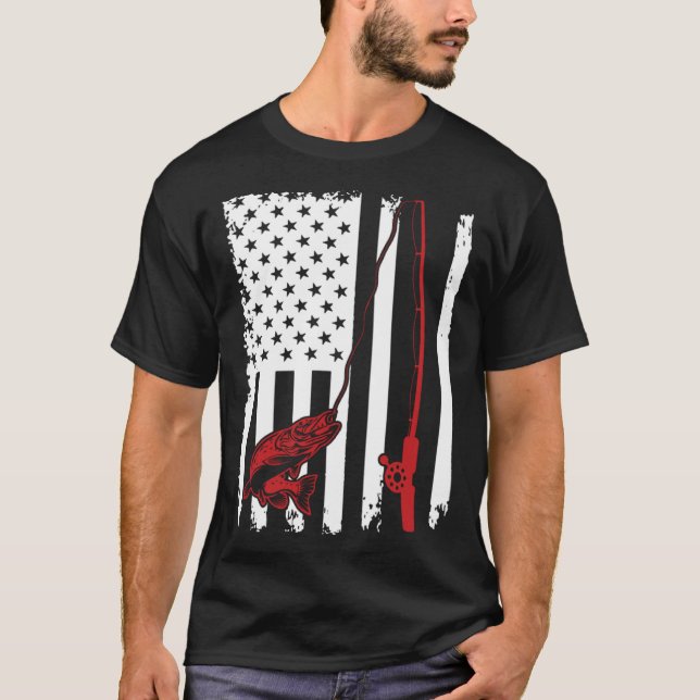 Camiseta Fishing  American Flag Bass Fishing (Frente)