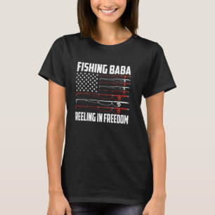 Camiseta Fishing Baba 4 de Julho Bandeira dos EUA Reeling E
