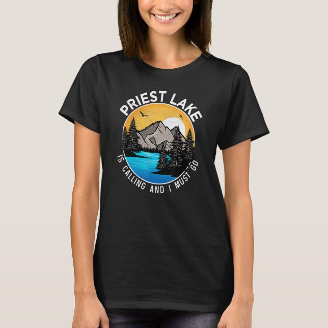 Camiseta Fishing Boating Camping   Lakeview Priest Lake (Frente)