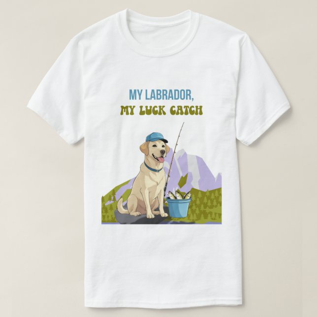 Camiseta Fishing Buddy – Labrador Retriever Edition (Frente do Design)