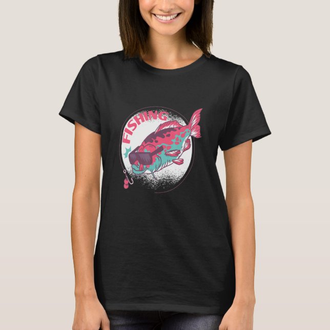 Camiseta Fishing cool carp with sunglasses about to eat on  (Frente)
