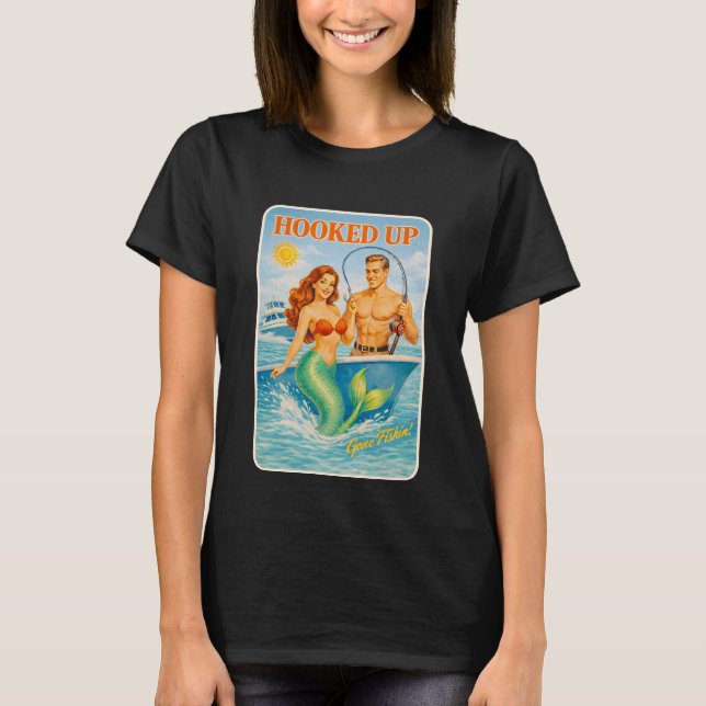 Camiseta Fishing Enganchado Pin-Up Sereia Divertida Peixe R (Frente)
