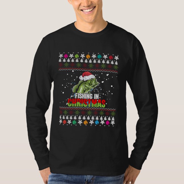 Camiseta Fishing in Christmas Merry Fishmas Ugly Sweater Ch (Frente)