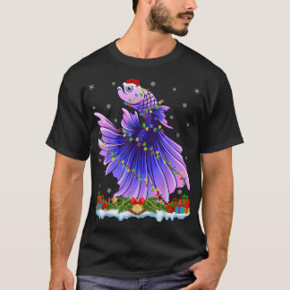 Camiseta Fishing Lover Family Matching Santa Betta Fish Chr