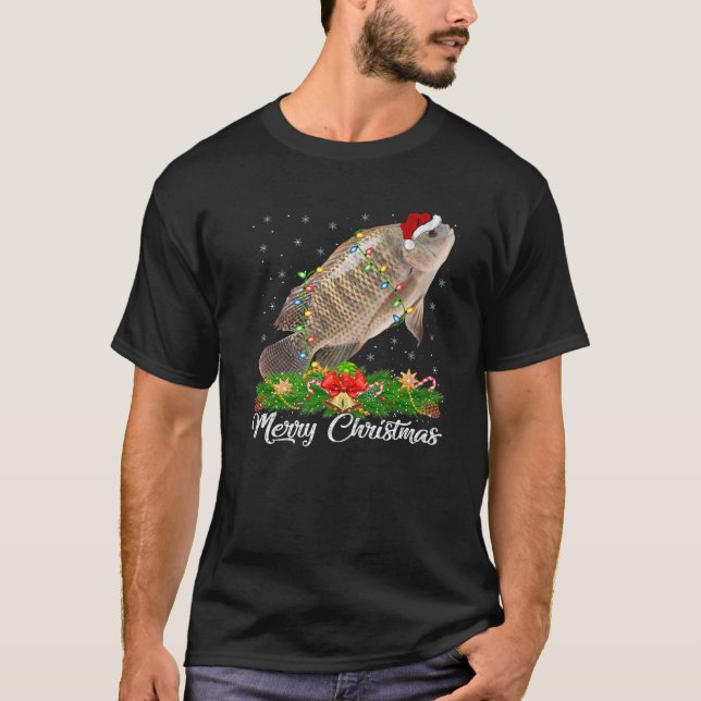 Camiseta Fishing Lover Matching Santa Hat Tilapia Fish Chri (Frente)