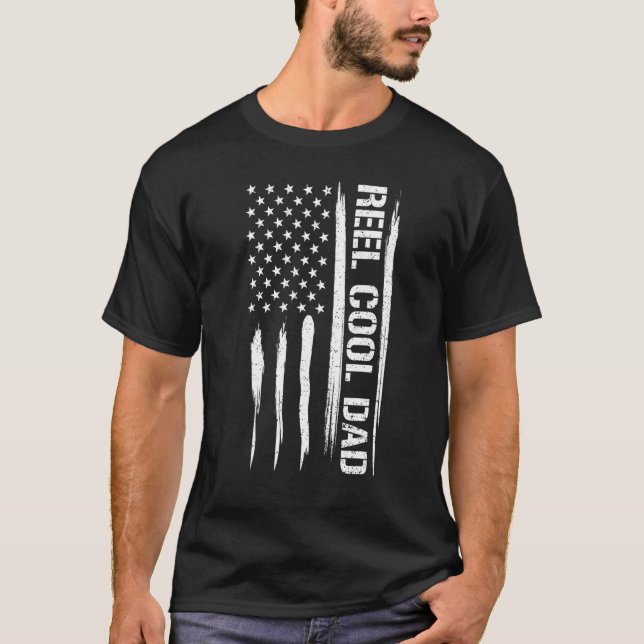 Camiseta Fishing Reel Cool Dad - American Flag Sayings_1 (Frente)