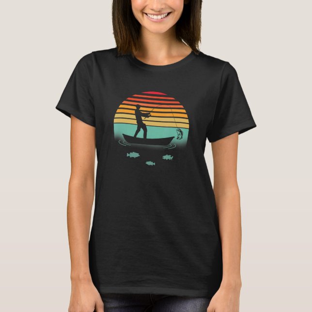 Camiseta Fishing Retro Sunset for Fishermen (Frente)