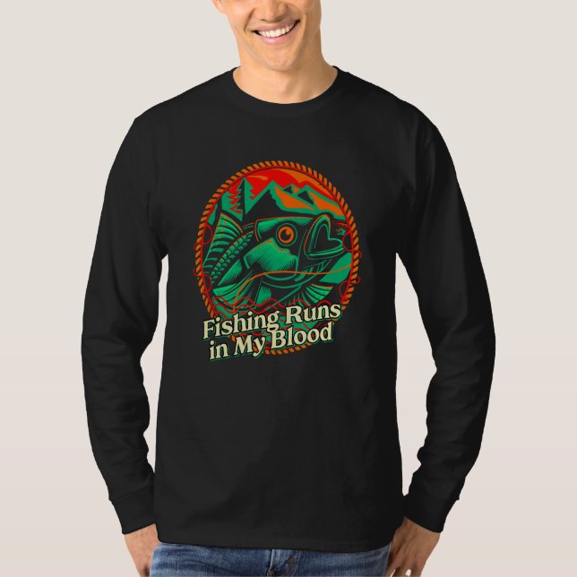 Camiseta Fishing Runs in My Blood Introvert Hobby Antisocia (Frente)
