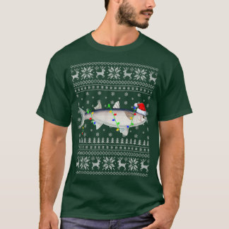 Camiseta Fishing Xmas Lighting Santa Ugly Mullet Fish Chris