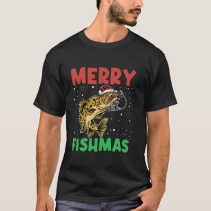 Camiseta Fishmas feliz Para Pesca De Natal Do Fisher Xmas