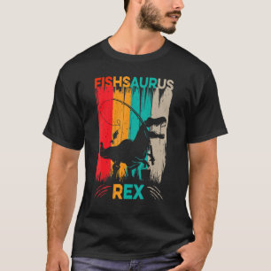 Camiseta Fishsaurus Pesca de Robalo Rex Dinossauro Para Cri