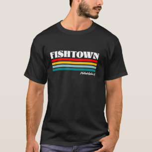 Camiseta FISHTOWN Filadélfia PA Listras Arco-Íris Retro Des