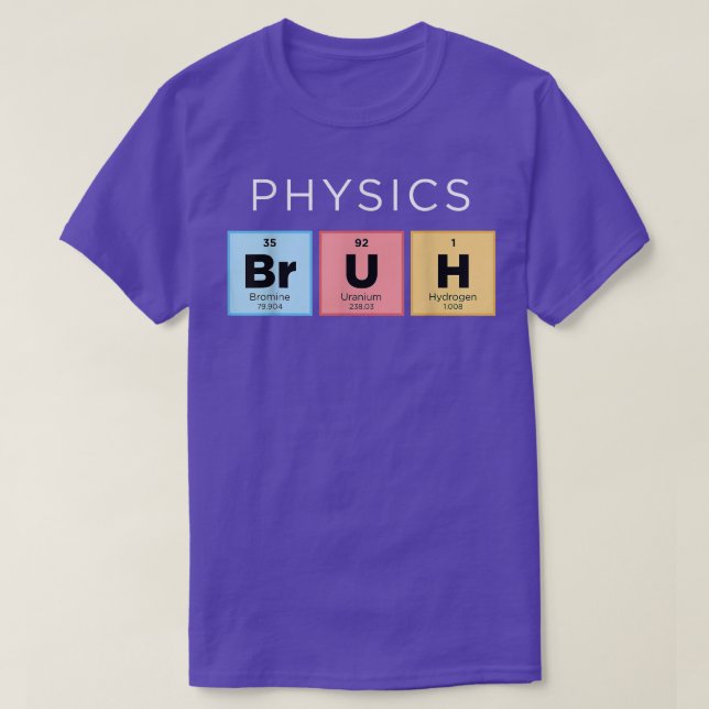 Camiseta Física Bruh Engraçado Mesa Periódica de Elementos  (Frente do Design)