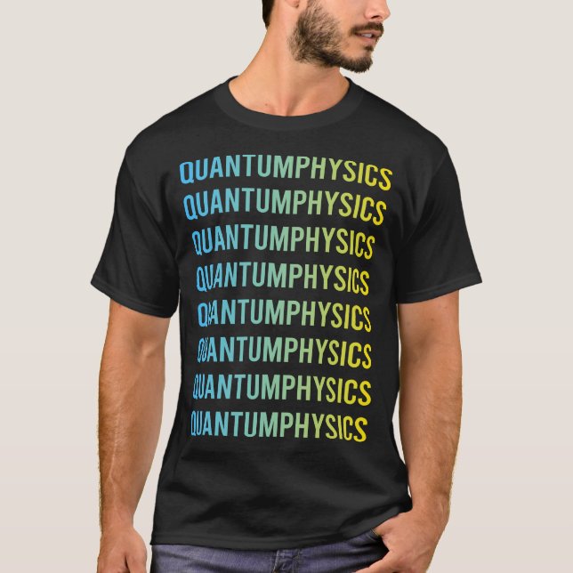 Camiseta Física Quântica Amarela Azul (Frente)