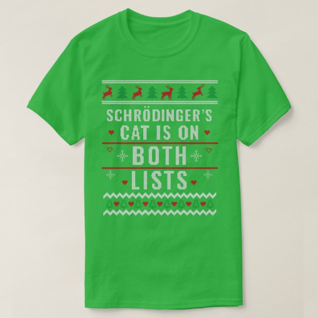 Camiseta Físico Ugly Christmas Schroedingers Cat Xmas Gi (Frente do Design)