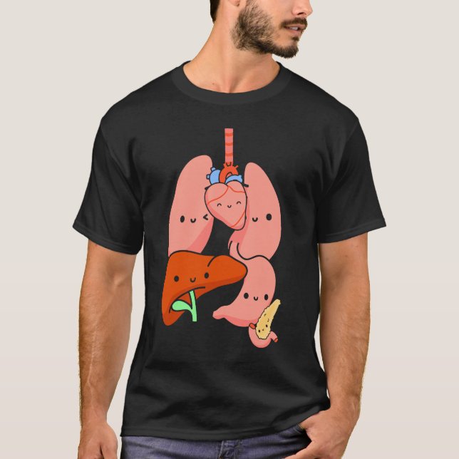 Camiseta Fisiologia Anatômica Pulmões Cardíacos Órgãos Vita (Frente)