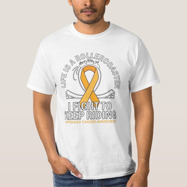 Camiseta Fita âmbar de reconhecimento do cancer de apêndice (Frente)
