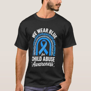 Camiseta Fita Azul Arco-Íris Nós Usamos Azul Pelo Abuso Inf