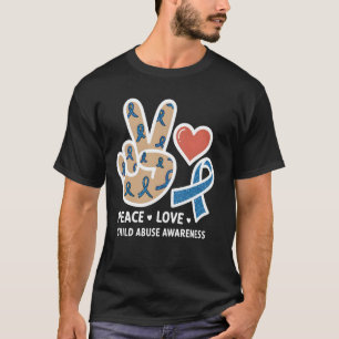Camiseta Fita Azul Conscientização Abuso Infantil Paz Amor 