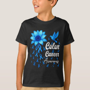 Camiseta Fita azul de câncer colorretal girassol
