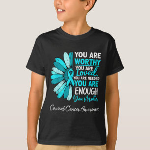 Camiseta Fita Azul de Conscientização do Câncer Cervical Mo