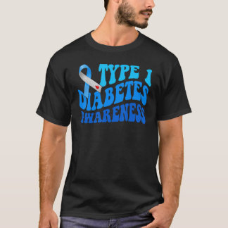 Camiseta Fita Azul de Conscientização do Diabetes Tipo 1 Re