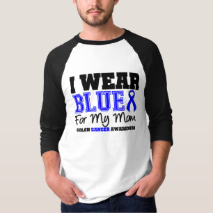 Camiseta Fita azul do cancro do cólon para minha mamã
