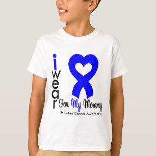 Camiseta Fita azul do coração do cancro do cólon para