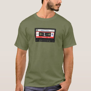 Camiseta fita cassete de música de vintage retrô de texto p