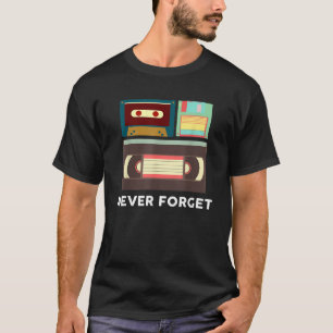 Camiseta Fita Cassete e Disquete de Vídeo Engraçado Nunca E