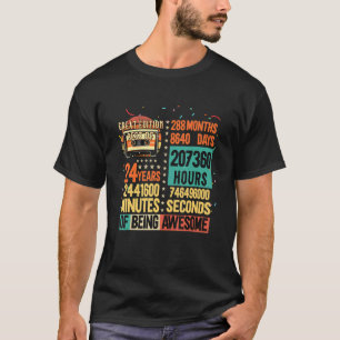 Camiseta Fita Cassete Retrô 24 Anos de Vida Vintage Anivers