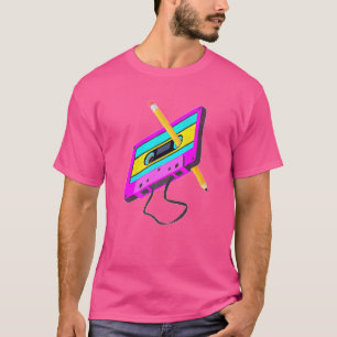 Camiseta Fita Cassete Retro dos Anos 80 Lápis Música Mix Re