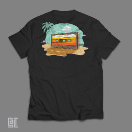 Camiseta Fita Cassete Retro dos Anos 80 na Praia Rebobinar