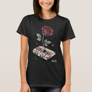 Camiseta Fita Cassete Retro Rosa Nome Personalizado